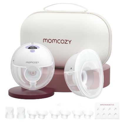 Picture of Momcozy M5 Hands-Free Wearable Breast Pump, Double-Sealed Flange for Baby-Like Comfort, 3 Modes & 9 Suction Levels, Portable Electric Pump - 24mm, 2-Pack Lilac