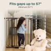 Picture of Cumbor 36" Extra Tall Baby Gate for Stairs, 29.7-57" Extra Wide Dog Gate for Doorways Hallways, Pressure Mounted Child Gate for Wide Opening, Auto Close Personal Safety for Babies and Pets, Black