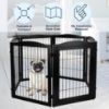 Picture of Pet Gate - 6-Panel Indoor Folding Dog Fence for Stairs or Doorways - 133x32-Inch Freestanding Play Pen with Support Feet by PETMAKER (Black)