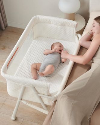 Picture of AirClub Bassinet Bedside Sleeper, Baby Crib for Newborn, Baby Bassinets Bedside Sleeper with 4 Auto-Lock & Adjustable Height, Breathable Mesh & Mattress, Bedside Bassinet