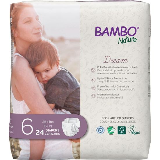 Picture of Bambo Nature Hypoallergenic Baby Diapers, Eco-Labeled Diapers, Enhanced Leakage Protection, Totally Chlorine-free, Skin Friendly, and Super Absorbent - Size 6 (288 Count)