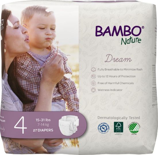 Picture of Bambo Nature Hypoallergenic Baby Diapers, Eco-Labeled Diapers, Enhanced Leakage Protection, Totally Chlorine-free, Skin Friendly, and Super Absorbent - Size 4 (324 Count)