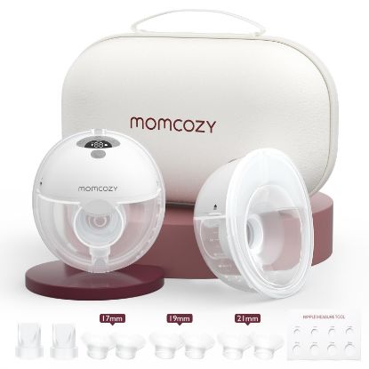 Picture of Momcozy M5 Hands-Free Wearable Breast Pump, Double-Sealed Flange for Baby-Like Comfort, 3 Modes & 9 Suction Levels, Portable Electric Pump - 24mm, 2-Pack Quill Gray