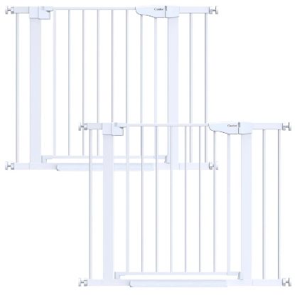 Picture of Cumbor 2 Pack 29.7-40.6" Baby Gate for Stairs, Mom's Choice Awards Winner-Dog Gate for Doorways, Pressure Mounted Self Closing Pet Gates for Dogs Indoor, Safety Child Gate with Easy Walk Thru Door
