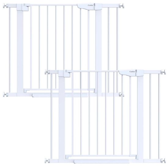 Picture of Cumbor 2 Pack 29.7-40.6" Baby Gate for Stairs, Mom's Choice Awards Winner-Dog Gate for Doorways, Pressure Mounted Self Closing Pet Gates for Dogs Indoor, Safety Child Gate with Easy Walk Thru Door