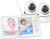 Picture of HelloBaby World's First 6" IPS Split Screen Baby Monitor with 2 Cameras - No WiFi, 30hr Battery, 355° Pan-Tilt, Night Vision, 1000ft, Portable Travel Video Audio Monitor with Temp Alert/Lullabies/VOX
