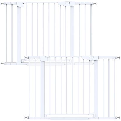 Picture of Cumbor 2 Pack 29.7-46" Baby Gate for Stairs, Mom's Choice Awards Winner-Auto Close Dog Gate for doorways, Easy Install Pressure Mounted Pet Gates indoor, Easy Walk Thru Wide Safety Gate for Dog, White