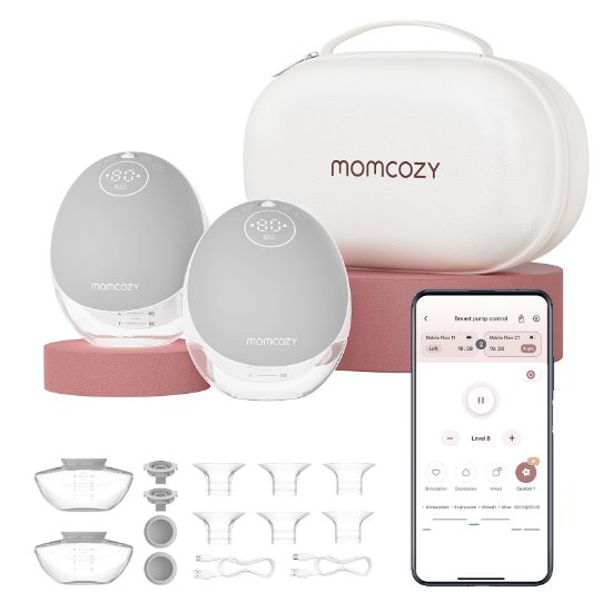 Picture of Momcozy Breast Pump Hands Free Upgraded Mobile Flow | M9, App Discreet Control with Personalized Multi-Modes & 15 Levels, Wearable Breast Pump 24mm