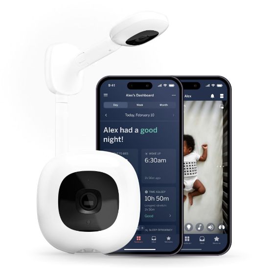Picture of Nanit Pro Smart Baby Monitor & Wall Mount - 1080p Secure Wi-Fi Video Camera, Sensor-Free Sleep & Breathing Motion Tracker, 2-Way Audio, Sound & Motion Alerts, Night Vision, and Breathing Band - White