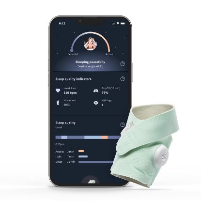Picture of Owlet Dream Sock - Smart Baby Monitor View Heart Rate and Average Oxygen O2 ( Sleep Quality Indicators) Mint (Renewed)