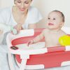 Picture of napei Collapsible Baby Bathtub,Baby Bath Tub with Soft Cushion & Thermometer,Baby Bathtub Newborn to Toddler 0-36 Months,Portable Travel Baby Tub,Drak Red