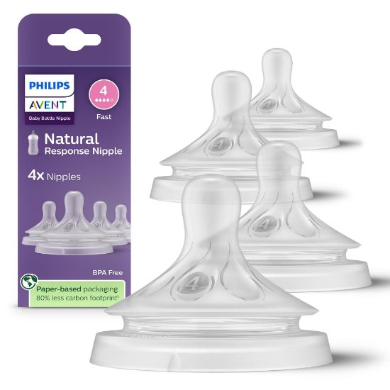 Picture of Philips Avent Natural Response Nipples, Fast Flow (Flow 4), 4-Pack, SCY964/44