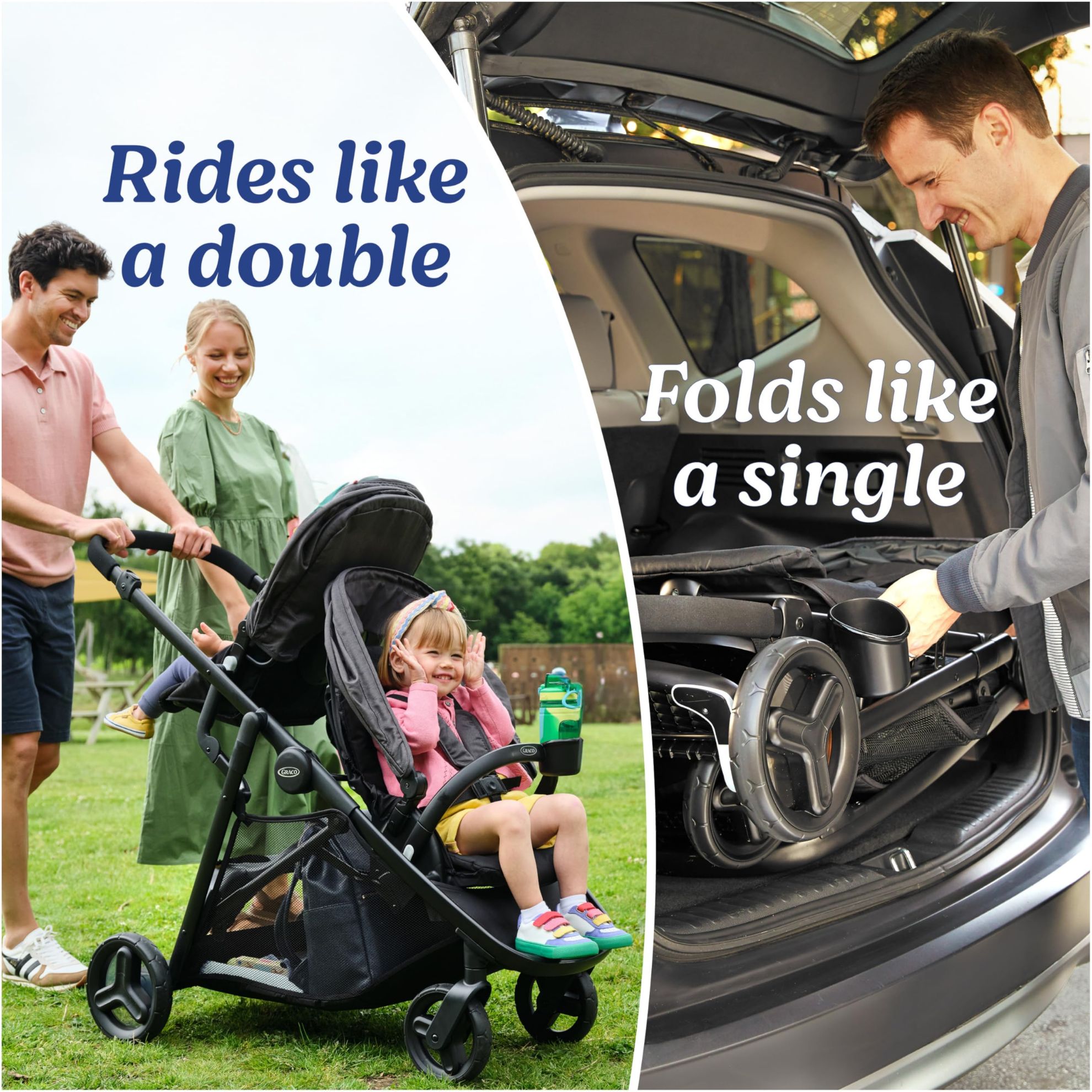 MyLittleUS. Graco Ready2Grow 2.0 Double Stroller Features Bench Seat ...