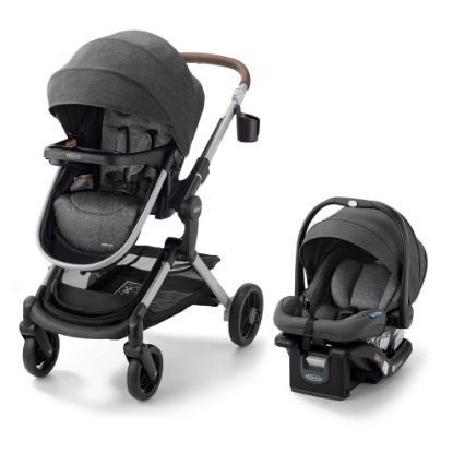 Picture of Graco Modes Nest Travel System, 3-in1 Modular Carseat Stroller Combo, Adjustable Slide2Me Infant Car Seat Carrier to Toddler Stroller, Includes the SnugRide DLX Infant Car Seat, Sullivan