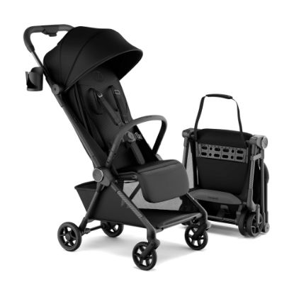 Picture of Mompush Nexis Carbon Travel Stroller, Ultra-Lightweight 11.5 lbs, Compact & Airplane Carry-On Approved, One-Second Auto-Fold, One-Hand Full Recline, from Birth to 50 lbs, JPMA Certified, Black
