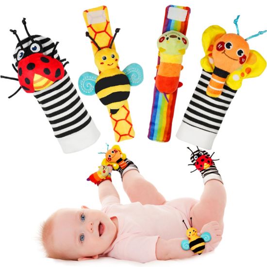 Picture of Infinno Baby Wrist Rattle Socks and Foot Finder Set, Perfect Baby Toys for 0-12 Months Newborn Boys and Girls As Shower Gifts, Garden Bug Series