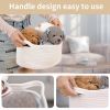 Picture of Happyiren Cute Woven Easter Basket with Handle, Baskets for Gifts Empty, Present Containers for Raffle Baby Shower Burr Basket, Decorative Organizer Box for Storage Baby Toy, 13" D x 8" W x 6" H