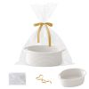Picture of HZFTJOY Small Woven Rope Basket-Empty Gifts Basket with Bag and Ribbons,Cute Handle Organizer Box for Birthday/Baby Shower, Toy Storage, Nursery Organizing & Shelf Decor(White)
