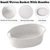 Picture of HZFTJOY Small Woven Rope Basket-Empty Gifts Basket with Bag and Ribbons,Cute Handle Organizer Box for Birthday/Baby Shower, Toy Storage, Nursery Organizing & Shelf Decor(White)