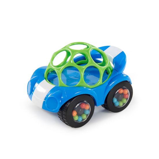 Picture of Bright Starts Oball Easy Grasp Rattle & Roll Toy Sports Car BPA-Free Infant Crawling Toy, 1 Pack, Age 3 Months and up, Blue/Green