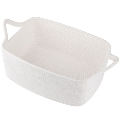 Picture of OIAHOMY Woven Basket, Gift Basket Empty with Gift Bags and Ribbons, Rope Baskets for Baby Showers, Storage Baskets with Handles for Nursery, Pet Toy Organizer - White