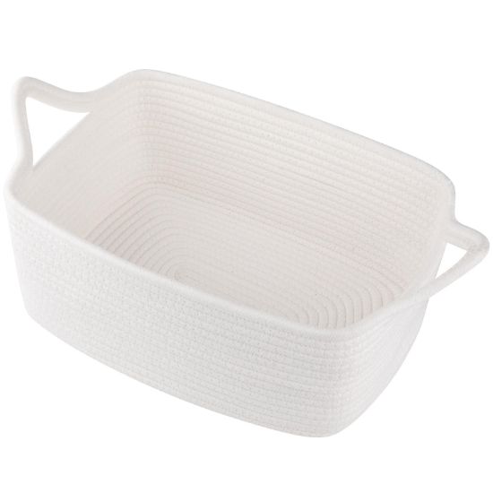 Picture of OIAHOMY Woven Basket, Gift Basket Empty with Gift Bags and Ribbons, Rope Baskets for Baby Showers, Storage Baskets with Handles for Nursery, Pet Toy Organizer - White