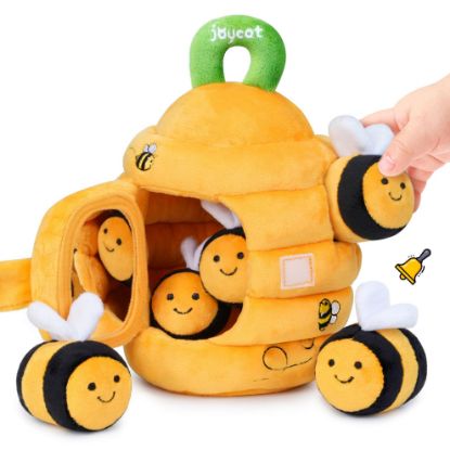 Picture of JoyCat Baby Toys 6-12 Months - Soft Baby Beehive with 5 Sensory Bees - Rattle, Crinkle Paper, Squeaker, Mirror, Busy Montessori Soft Toys for Toddlers 0-3 Years Old - Baby Easter Basket Stuffers Gift