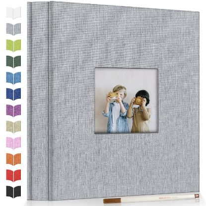 Picture of Artfeel Photo Album Self Adhesive Scrapbook Album for 3x5 4x6 5x7 8x10 Pictures,40 Pages Linen Cover with Display Window DIY Photo Book,Ideal Gifts for Family Travel Wedding Baby