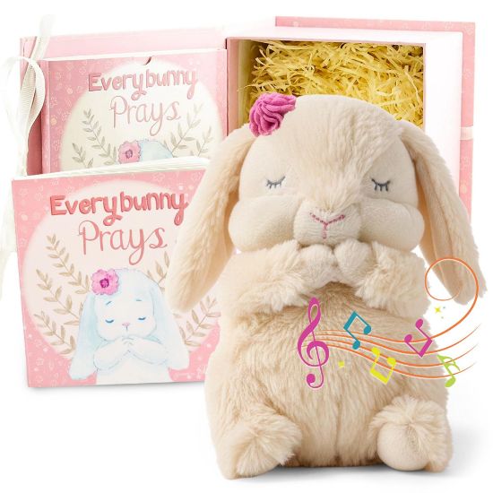 Picture of Tickle & Main Everybunny Prays Bunny Plush & Musical Prayer Toy for Christening Gifts for Girls - Pink, 7 in - Baby Dedication & Baptism Gifts for Girls with Illustrated Board Book