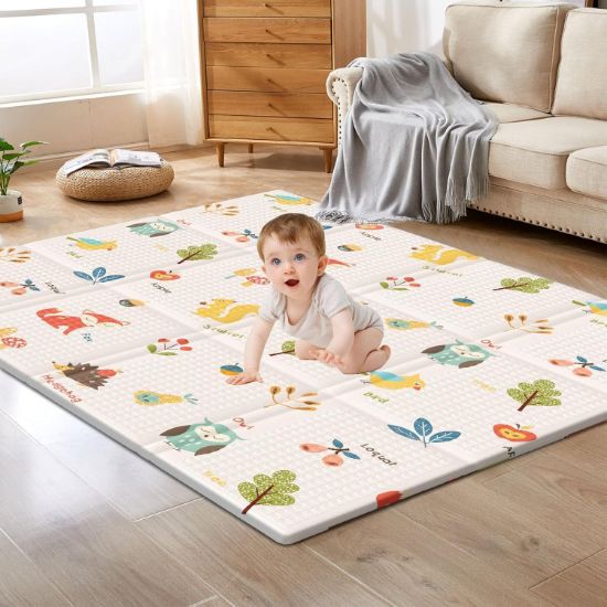Picture of XVISHX Baby Play Mat, 50 x 50 Inch Play Mat Perfect for Use Baby Playpen, Foldable Baby Foam Playmat for Floor, Portable Waterproof Activity PlayMats for Babies, Infants and Toddlers