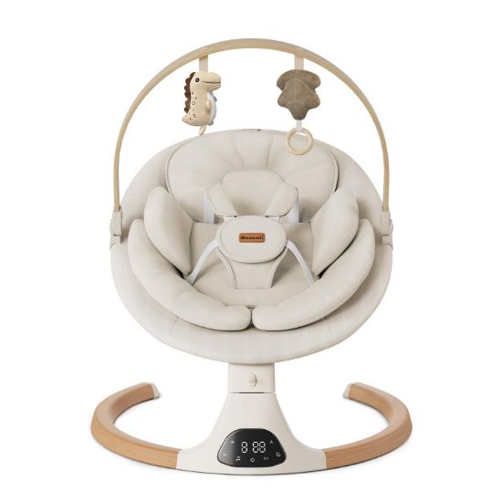 Picture of Baby Swings for Infants, Monamii Baby Swing, Infant Swing with 5 Speeds, 10 Lullabies, Electric Swing for Baby, Indoor & Outdoor Use (Beige)