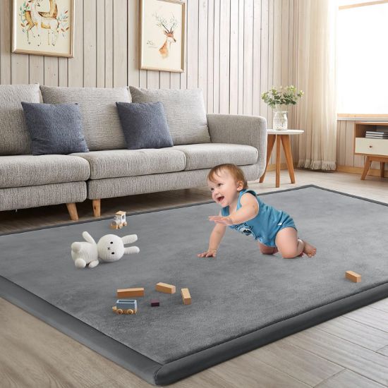 Picture of ILPEOD Baby Play Mat for Floor Nursery Rug Muscle Mat Area Rug Playroom Rug 50"x50" Playpen Mat Memory Foam 1.3" Thick Crawling Mat for Babies,Toddlers, Infants, Kids,Grey