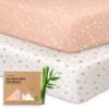Picture of Pack and Play Sheets Fitted - 2-Pack Mini Crib Sheets for Pack N Play Mattress 38x26, Soft & Cozy, Neutral Toddler Playard Bedding, Snug Fitted Mini Baby Crib Mattress Cover Boy, Girl (Butterflies)