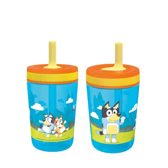 Picture of Zak Designs 15oz Bluey Kelso Tumbler Set, Leak-Proof Screw-On Lid with Straw Made of Durable Plastic and Silicone, Perfect Bundle for Kids, 2 Count (Pack of 1)