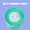 Picture of Owala Kids Insulation BPA-Free Plastic Tumbler with Spill Resistant Flexible Straw, Easy to Clean, Kids Water Bottle, Great for Travel, Dishwasher Safe, 15 Oz, Teal and Aqua (The Blues)