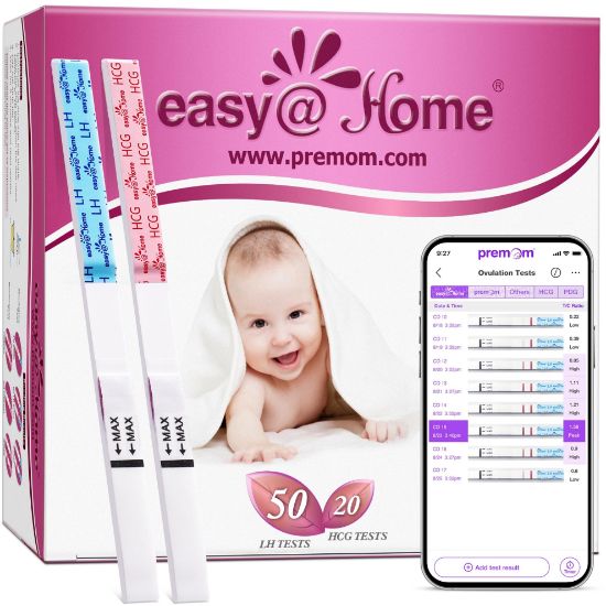 Picture of Easy@Home 50 Ovulation Test Strips and 20 Pregnancy Test Strips Combo Kit, (50 LH + 20 HCG)-Package May Vary