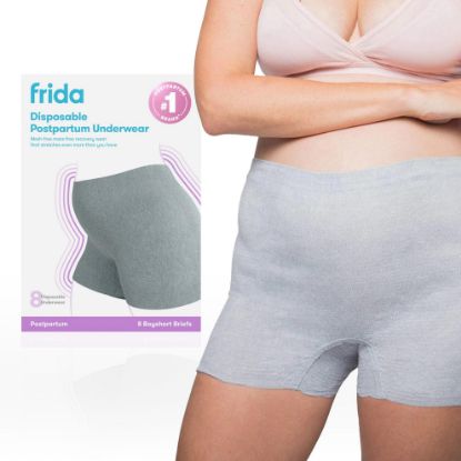 Picture of Frida Mom 8pc Postpartum Underwear, Disposable Boyshort Panties, Seamless, Stretch Support, New Mom Essentials, Size M/L (28in-42in)