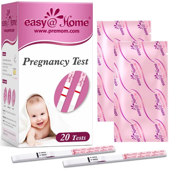 Picture of Easy@Home Pregnancy Test Strips: 20 Bulk Pregnancy Strips, Early Detection hCG Test Kit - Pruebas de Embarazo, Powered by Premom APP | 20 Pack