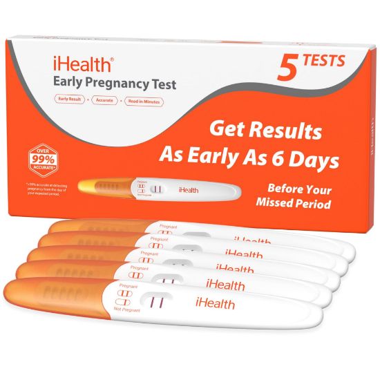 Picture of iHealth Pregnancy Test 5-Pack Value Kit - Ultra Sensitive Early Detection(10mIU/mL) - Over 99% Accurate Early Pregnancy Test - Multi-Pack Pruebas De Embarazo for Reliable Home Tracking