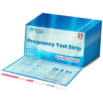 Picture of Clinical Guard Pregnancy Tests Strips - Sensitive & Accurate Measurement Within 5 mins - Early Detection Pregnancy Test Strip - Easy to Use for Home Tests - HCG Test Strip Kit - 25 Count