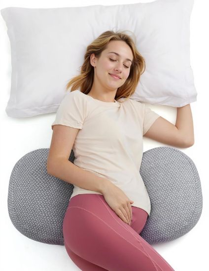 Picture of Momcozy Portable Pregnancy Pillow - W Shaped Maternity Support for Side Sleepers, Adjustable Travel Wedge Pillow for Back, Belly, and Hip Relief, Ideal for Pregnant Women, Deep Grey