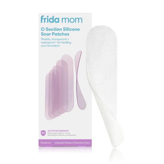 Picture of Frida Mom C-Section Silicone Strips, C-Section Recovery Must Have Scar Patches, Reusable Medical Grade Treatment for Keloid Scars, Includes Case & Pouch