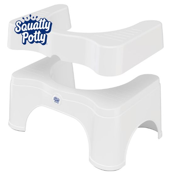 Picture of Squatty Potty The Original Bathroom Toilet Stool - Adjustable 2.0, Convertible to 7" or 9" Height with Removable Topper for Adults and Kids White