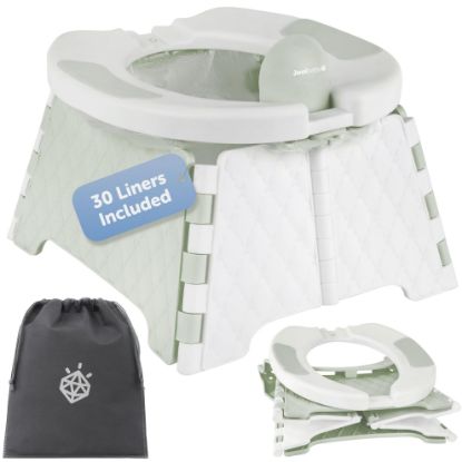 Picture of Jool Baby Portable Potty Training Chair with Travel Bag and 30 Liners, Foldable, Indoor/Outdoor Use, Camping (Sage)