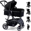 Picture of Baby Stroller, 2-in-1 Reversible Toddler Seat with Lie-Flat Mode, Foldable Infant Stroller with Canopy, One Button Brake, Adjustable Handle, Newborn Pushchair (Black B)
