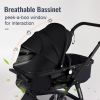 Picture of Baby Stroller, 2-in-1 Reversible Toddler Seat with Lie-Flat Mode, Foldable Infant Stroller with Canopy, One Button Brake, Adjustable Handle, Newborn Pushchair (Black B)