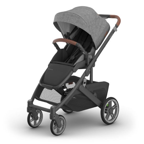 Picture of UPPAbaby Cruz V3 Stroller - from Birth + Car Seat Compatible - Full-Size, Reversible Seat - Infant Insert, Bug and Rain Shields Included - Greyson (Charcoal Mlange/Carbon Frame/Saddle Leather)
