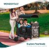 Picture of WONDERFOLD W4 Elite Stroller Wagon (4 Seater) - Collapsible Wagon Stroller with Seats with 5-Point Harnesses, Adjustable Push Handle, and Removable UV Sun Canopy, Charcoal Gray