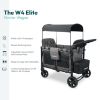 Picture of WONDERFOLD W4 Elite Stroller Wagon (4 Seater) - Collapsible Wagon Stroller with Seats with 5-Point Harnesses, Adjustable Push Handle, and Removable UV Sun Canopy, Charcoal Gray