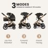 Picture of INFANS 2 in 1 Baby Stroller, Folding Newborn Pram Convertible Stroller Bassinet for Infant Foldable High Landscape Shock Absorption with Reversible Seat Aluminum Structure for Pushchair